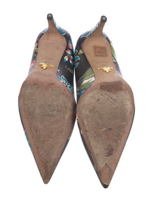 Prada Leather Floral Print Slingback Pumps