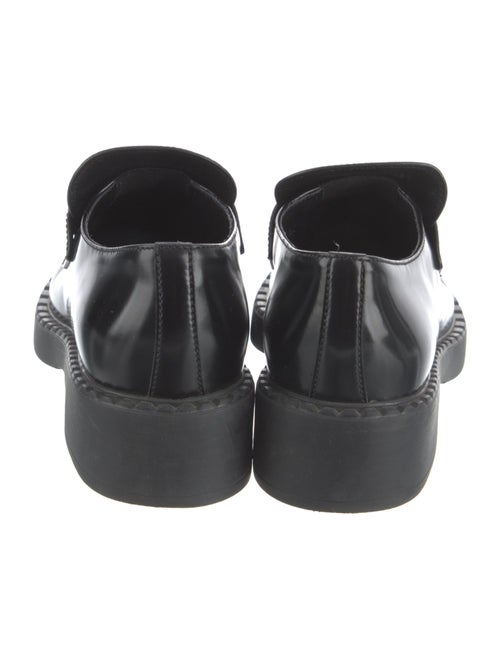 Prada Enameled Metal Triangle Leather Oxfords