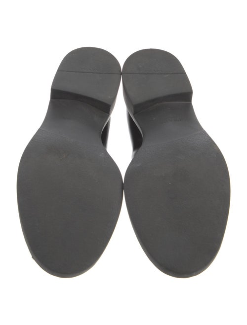 Prada Enameled Metal Triangle Leather Oxfords