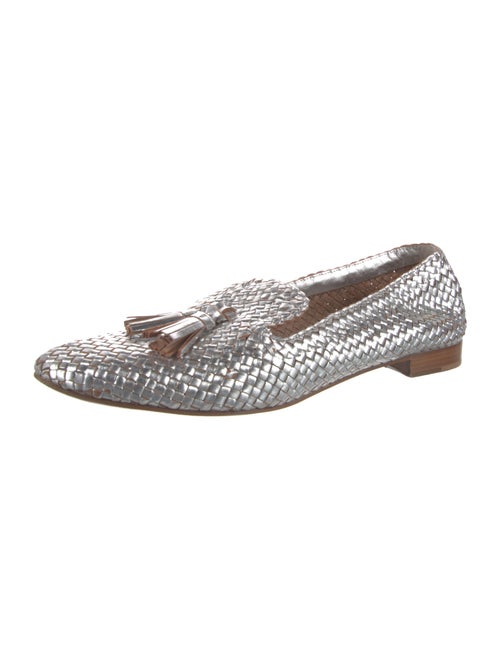 Prada Embossed Leather Tassel Accents Ballet Flats