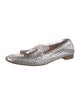 Prada Embossed Leather Tassel Accents Ballet Flats