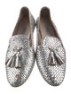 Prada Embossed Leather Tassel Accents Ballet Flats