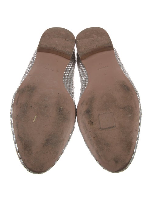 Prada Embossed Leather Tassel Accents Ballet Flats