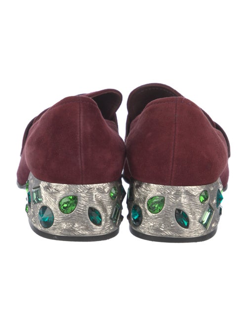 Prada Suede Crystal Embellishments Loafers