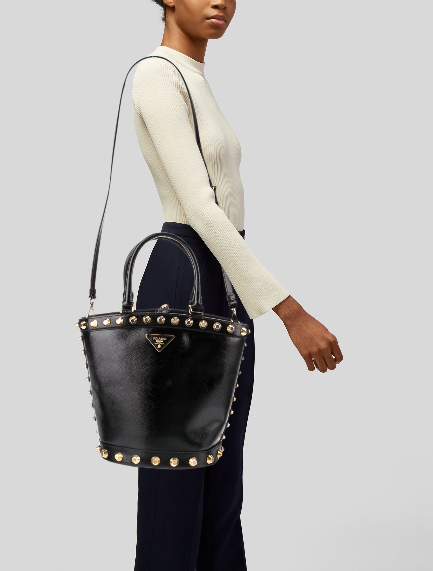 Prada Patent Leather Bucket Bag Small