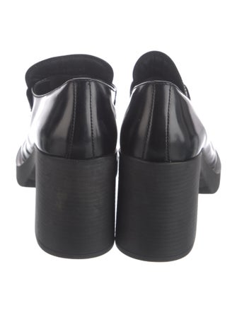 Prada Enameled Metal Triangle Patent Leather Pumps