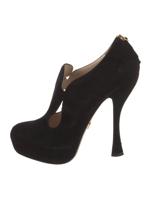Prada Suede Keyhole Accent Pumps