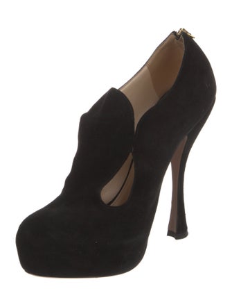 Prada Suede Keyhole Accent Pumps