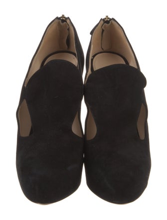 Prada Suede Keyhole Accent Pumps
