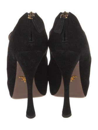 Prada Suede Keyhole Accent Pumps