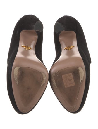 Prada Suede Keyhole Accent Pumps