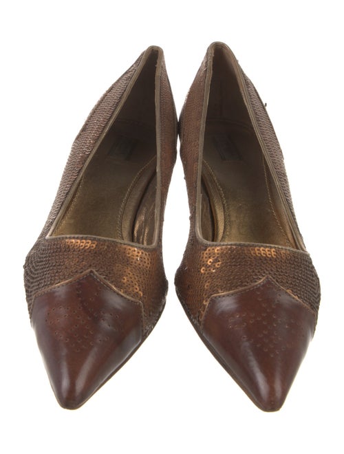 Prada Leather Sequin Embellishments Pumps