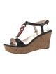 Prada Patent Leather Chain-Link Accents T-Strap Sandals