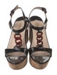 Prada Patent Leather Chain-Link Accents T-Strap Sandals