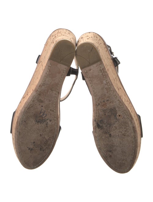 Prada Patent Leather Chain-Link Accents T-Strap Sandals