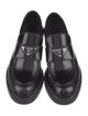 Prada Enameled Metal Triangle Leather Oxfords