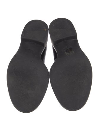 Prada Enameled Metal Triangle Leather Oxfords