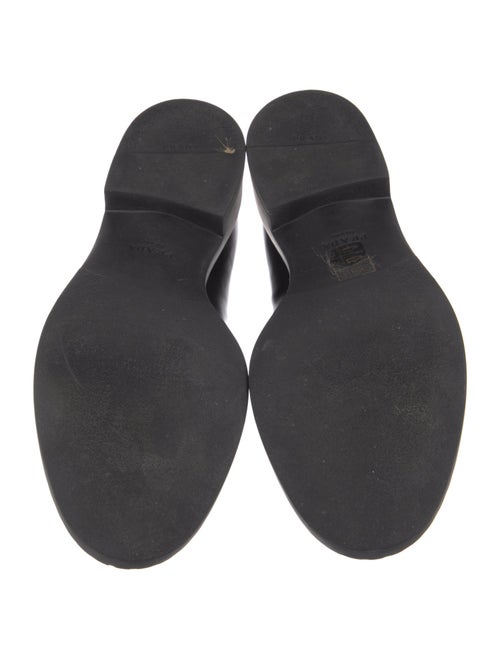 Prada Enameled Metal Triangle Leather Oxfords