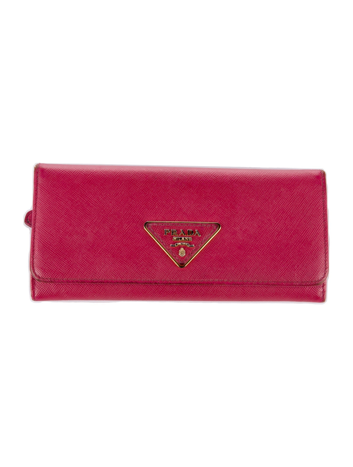 Prada Saffiano Triangle Leather Continental Wallet