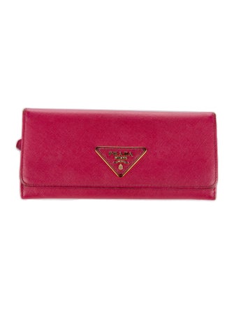 Prada Saffiano Triangle Leather Continental Wallet