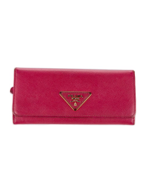 Prada Saffiano Triangle Leather Continental Wallet