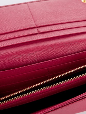 Prada Saffiano Triangle Leather Continental Wallet