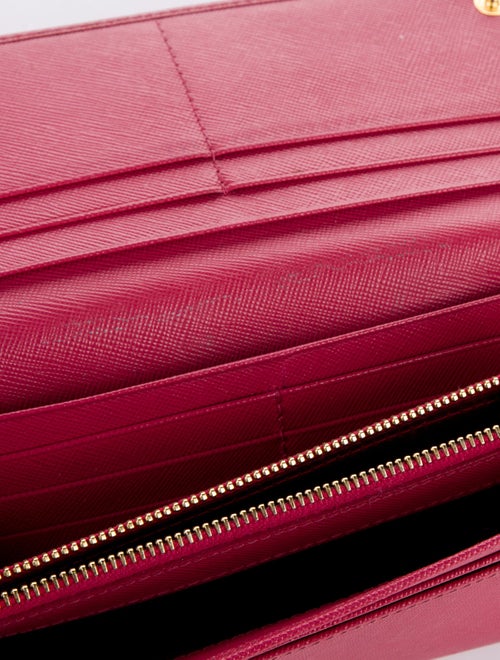 Prada Saffiano Triangle Leather Continental Wallet