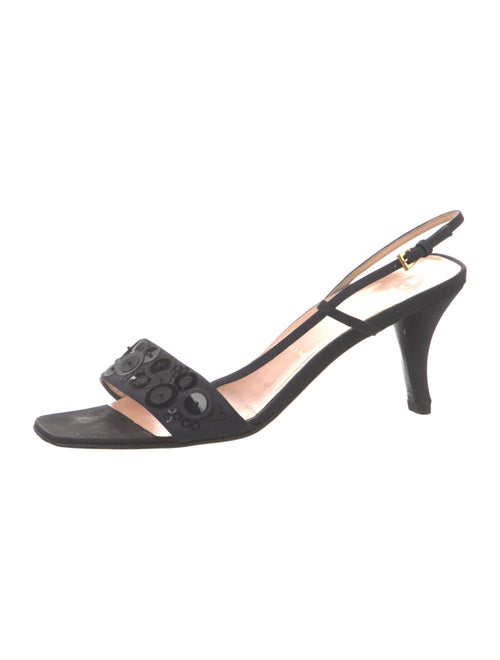 Prada Canvas Sequin Embellishments Slingback Sandals