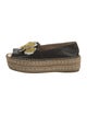 Prada Leather Embroidered Accent Espadrilles