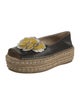 Prada Leather Embroidered Accent Espadrilles