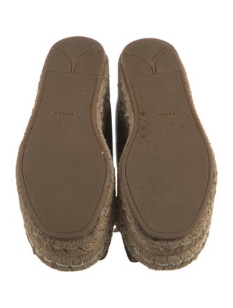 Prada Leather Embroidered Accent Espadrilles