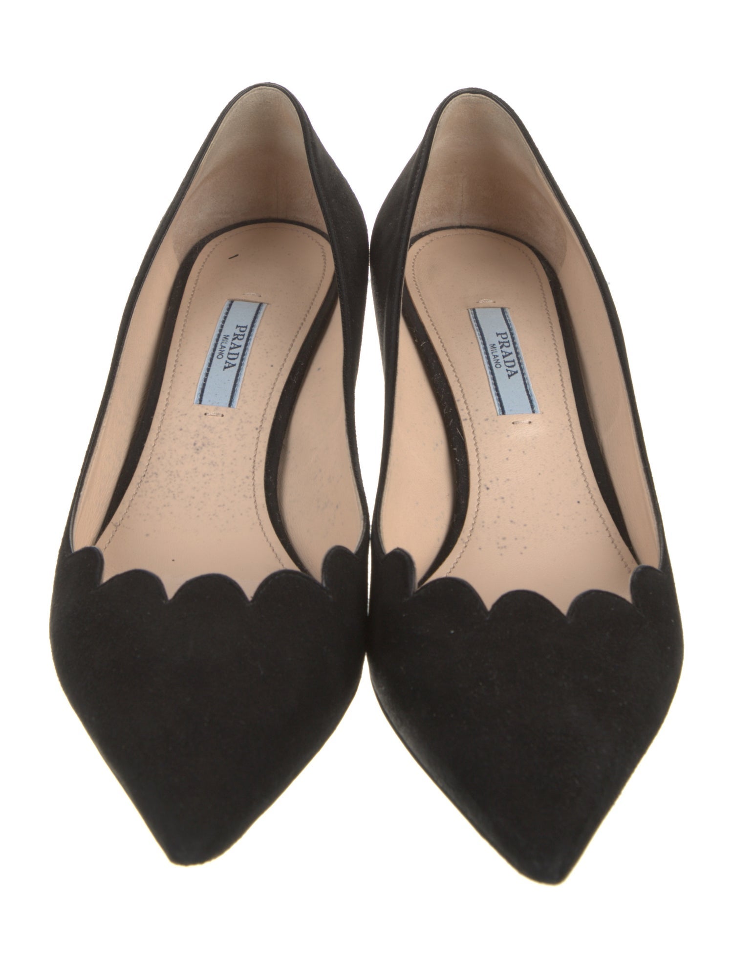 Prada Suede Scalloped Accent Pumps