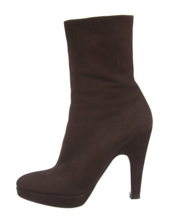 Prada Suede Leather Trim Embellishment Sock Boots