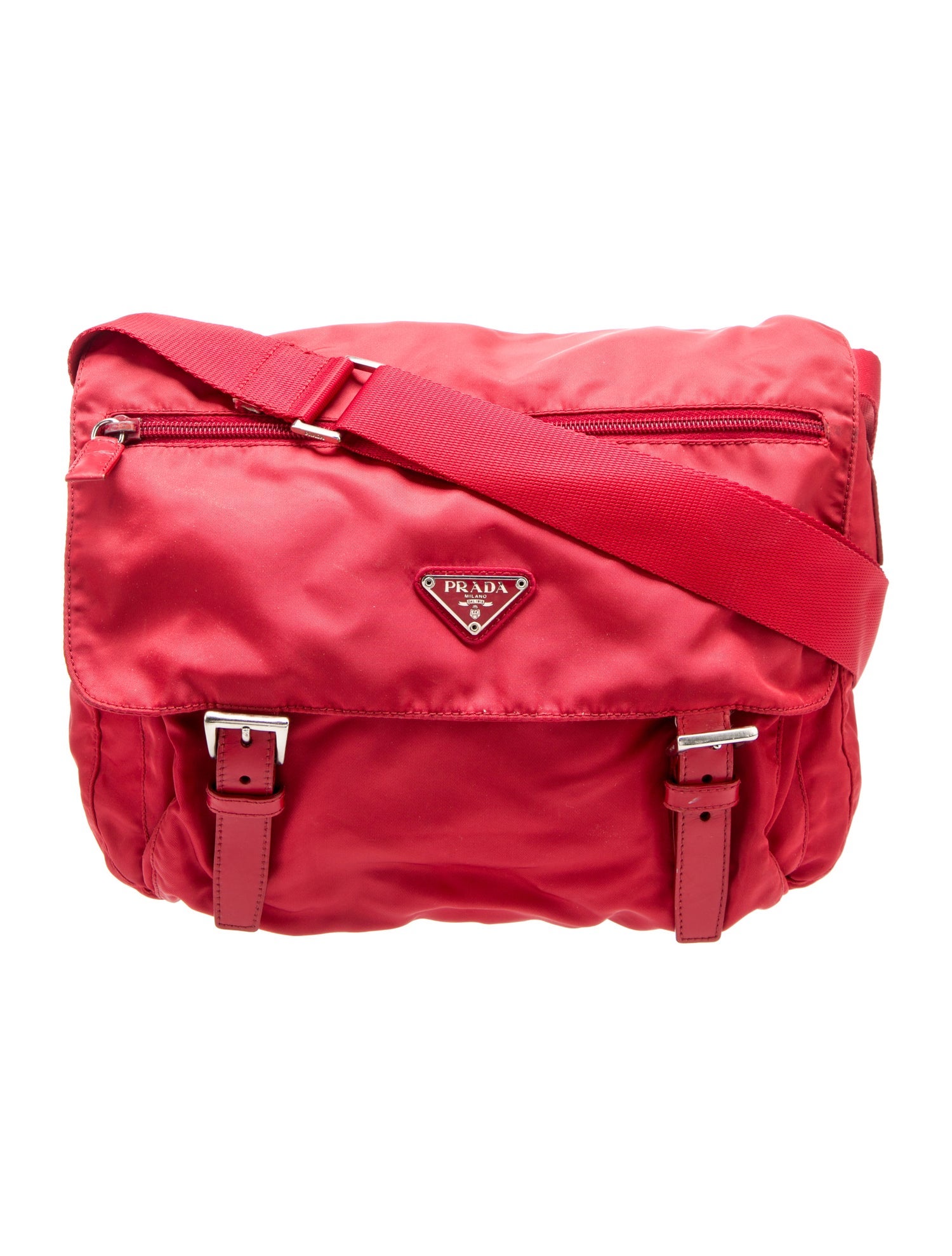 Prada Enameled Metal Triangle Messenger Bag