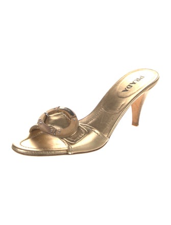 Prada Leather Studded Accents Slides
