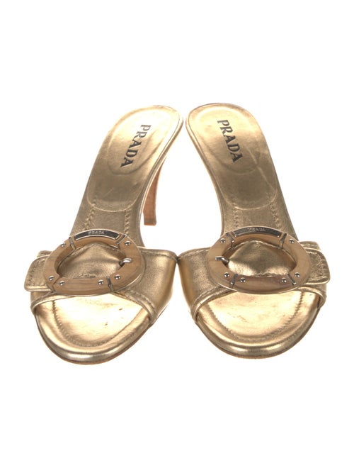 Prada Leather Studded Accents Slides