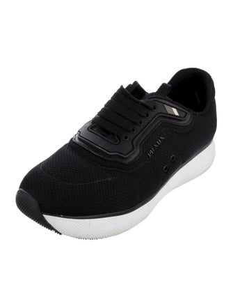 Prada Mesh Leather Trim Embellishment Sneakers