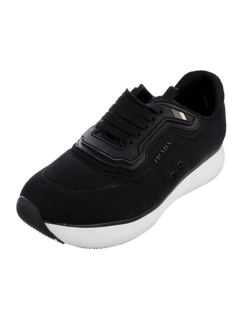 Prada Mesh Leather Trim Embellishment Sneakers
