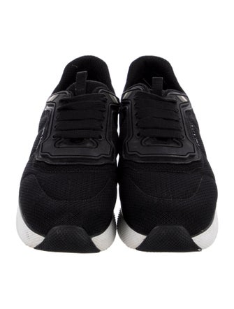 Prada Mesh Leather Trim Embellishment Sneakers