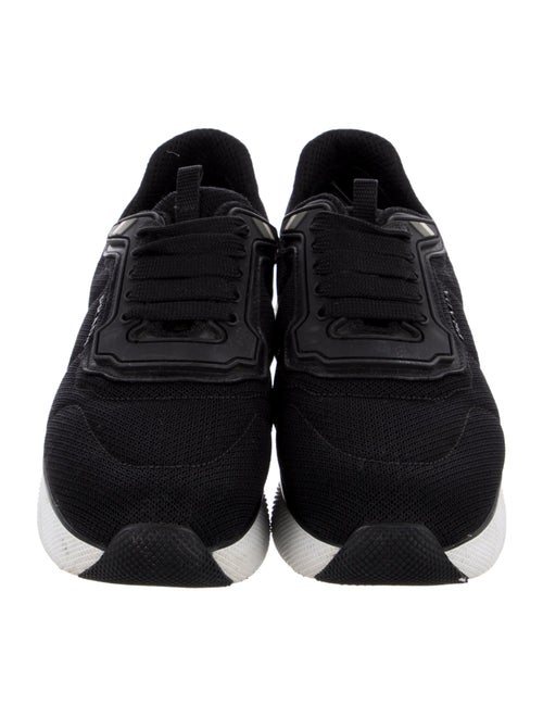Prada Mesh Leather Trim Embellishment Sneakers