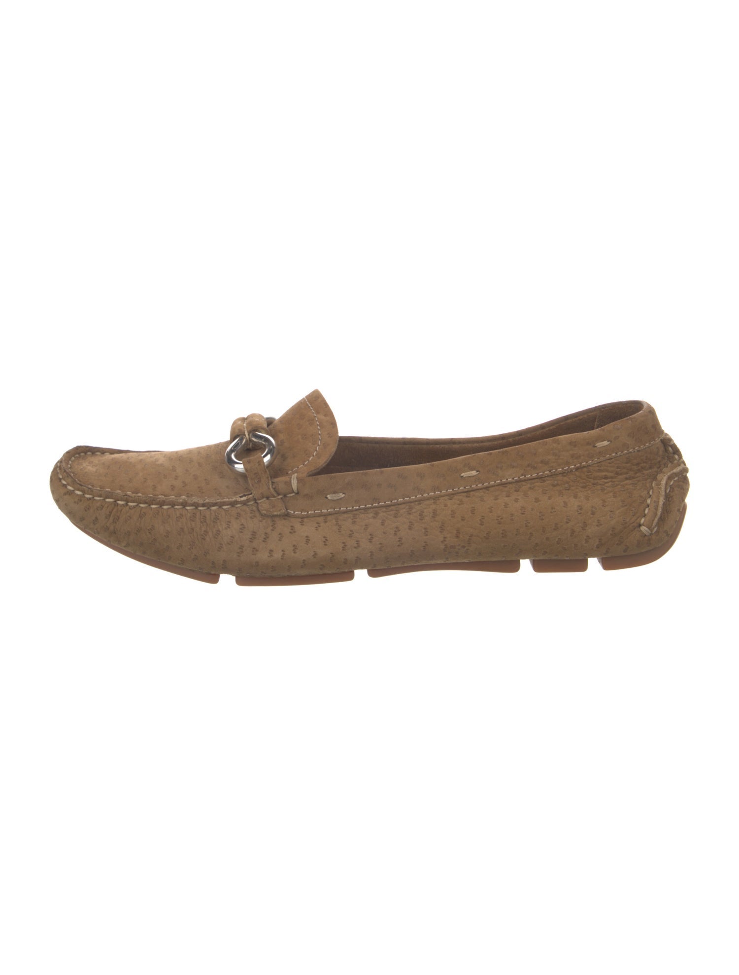 Prada Suede Whipstitch Trim Loafers