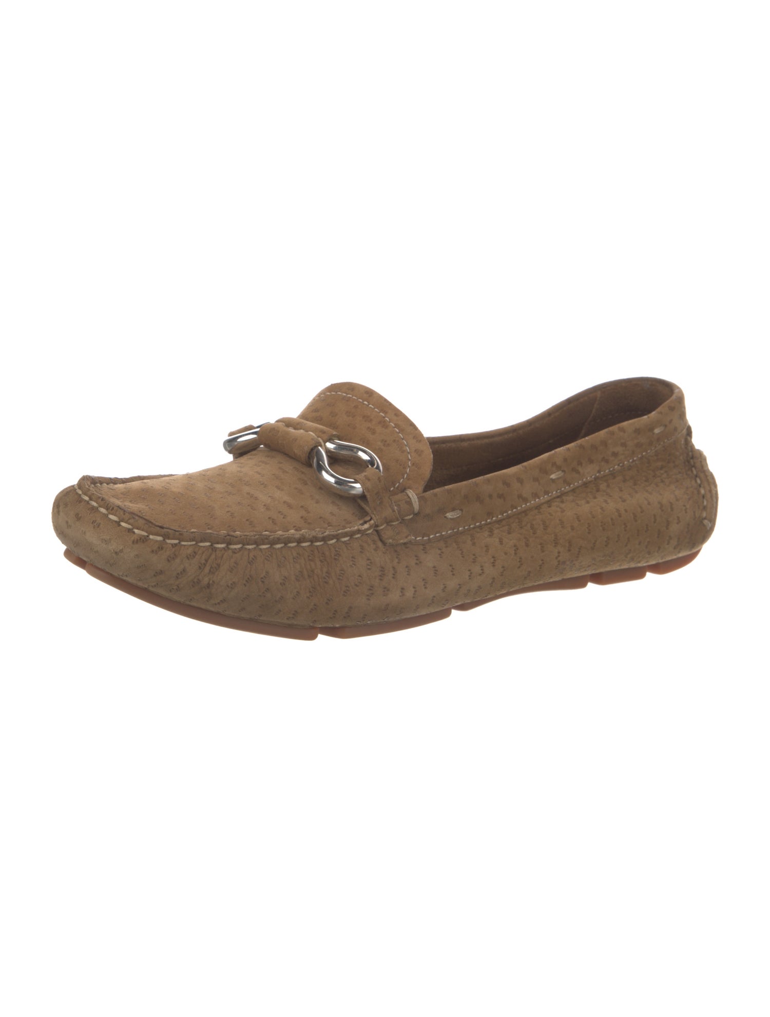 Prada Suede Whipstitch Trim Loafers