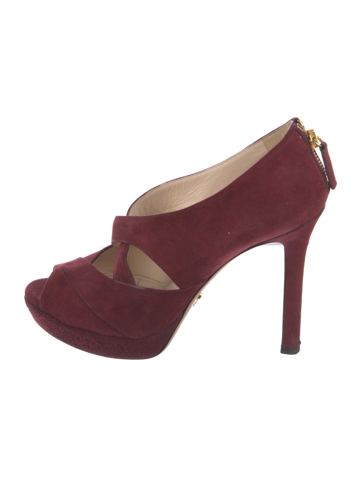 Prada Suede Cutout Accent Pumps