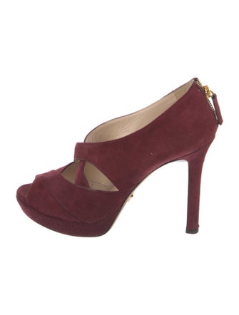 Prada Suede Cutout Accent Pumps