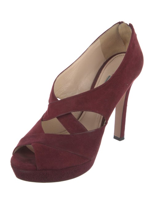 Prada Suede Cutout Accent Pumps