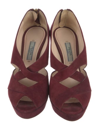 Prada Suede Cutout Accent Pumps