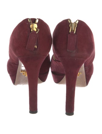 Prada Suede Cutout Accent Pumps