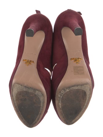 Prada Suede Cutout Accent Pumps