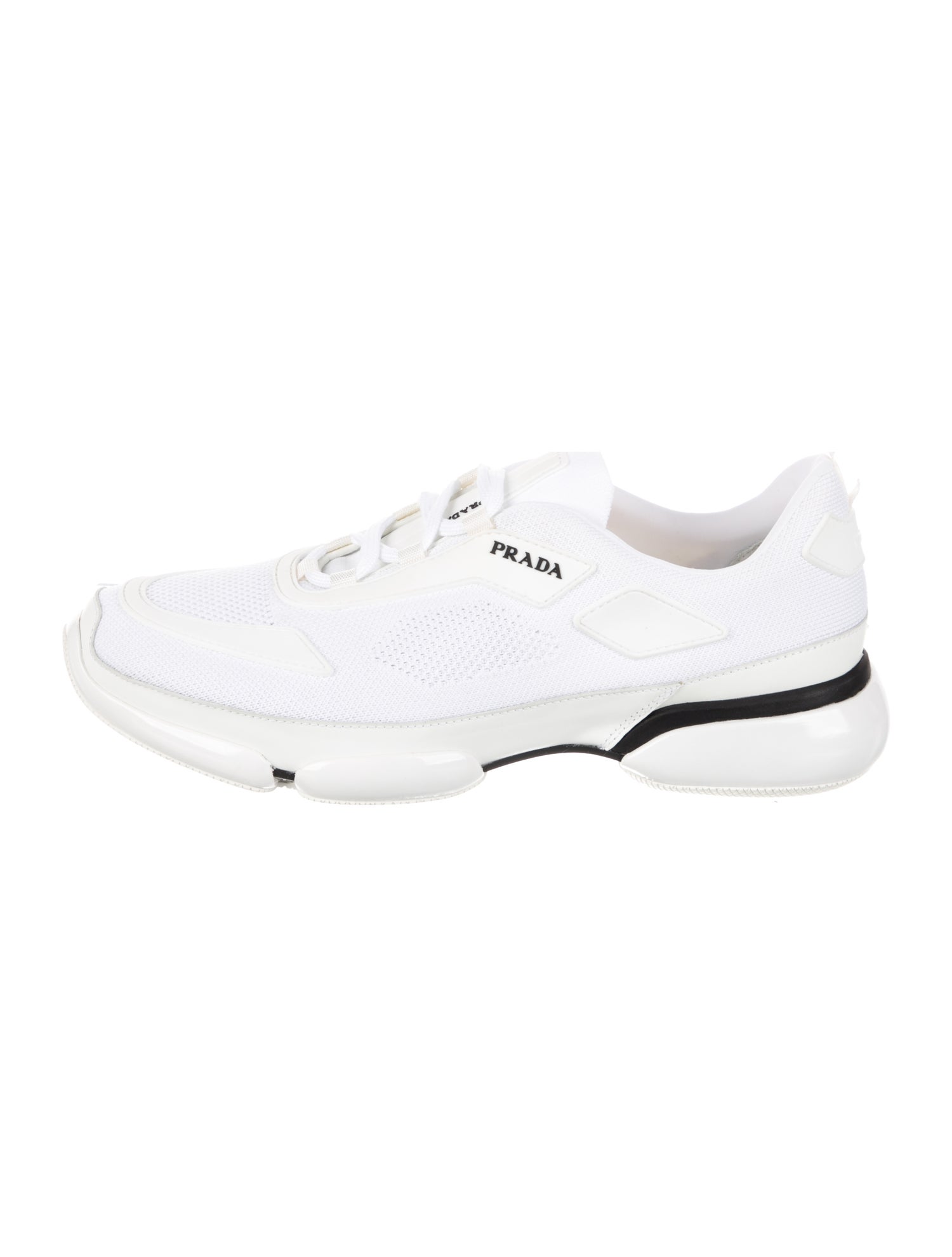 Prada Leather Trim Embellishment Athletic Sneakers