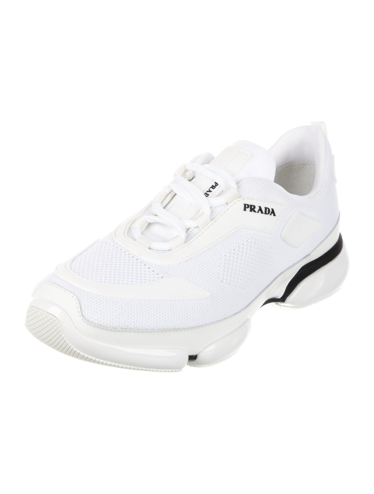 Prada Leather Trim Embellishment Athletic Sneakers
